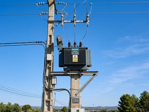 Una subestación de poste (o transformador)