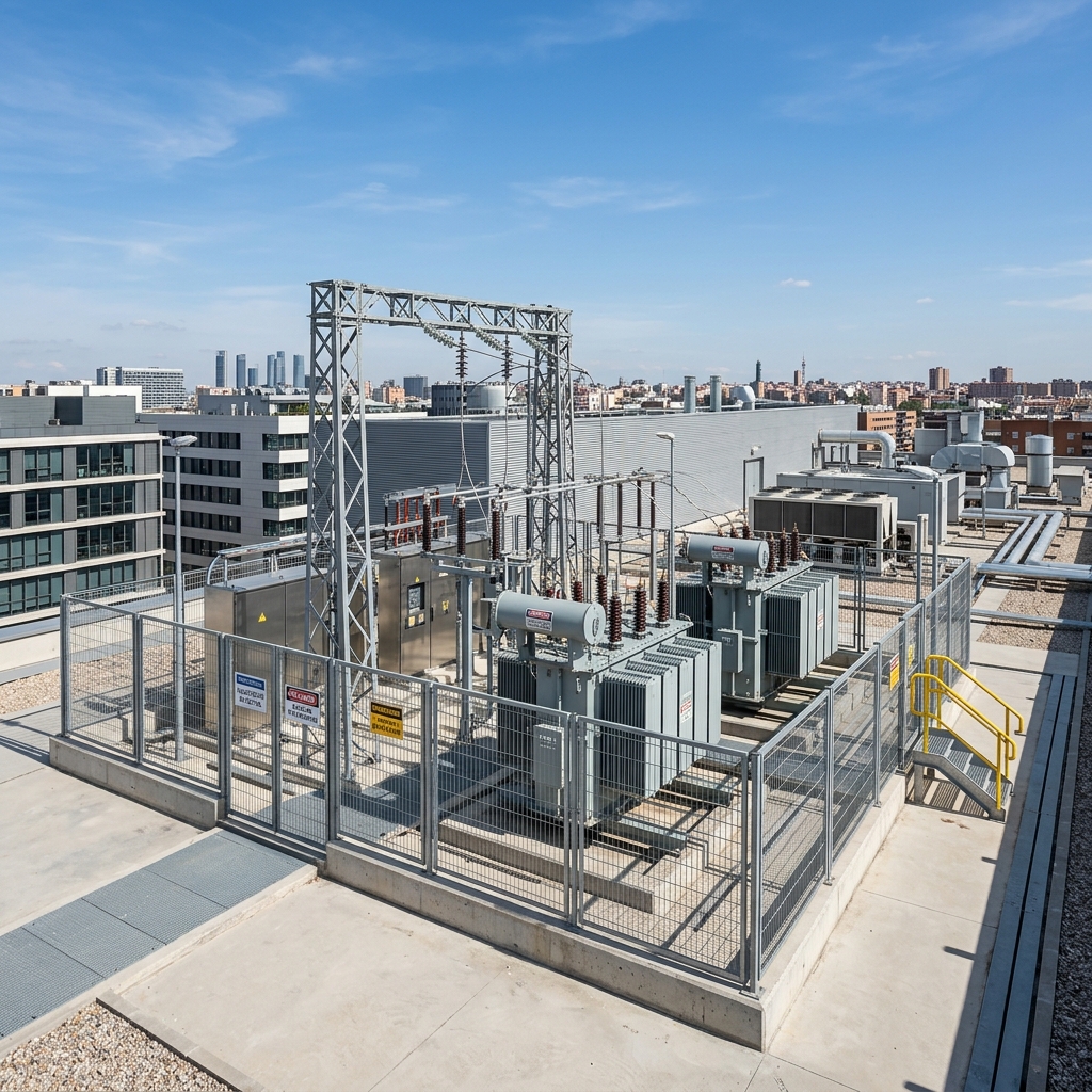Subestación en azotea de edificio residencial
