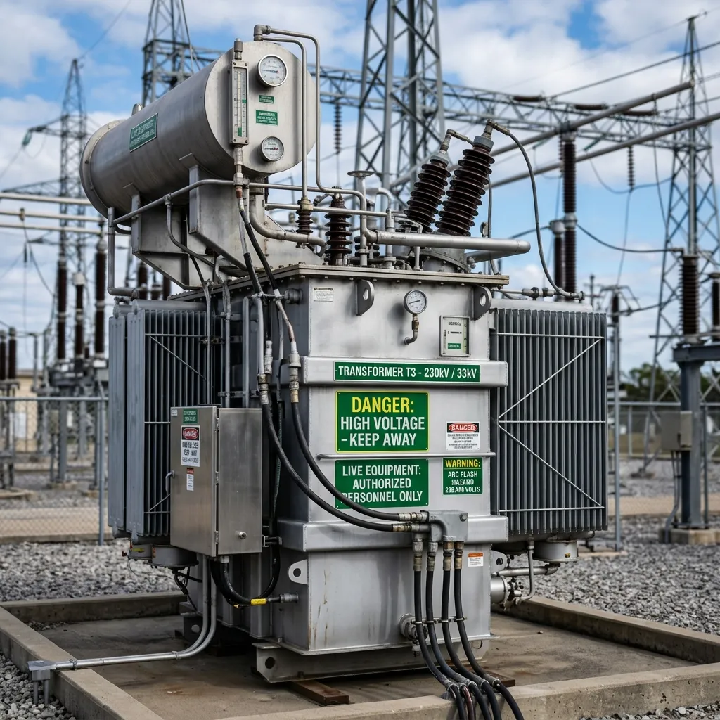 Transformador de potencia industrial instalado por SIMSA Electroservicios — hasta 40 MVA